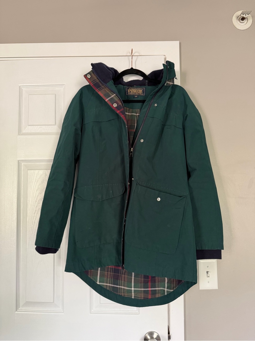 Pendleton Forest Green Full Zip Hooded Rain Jacket